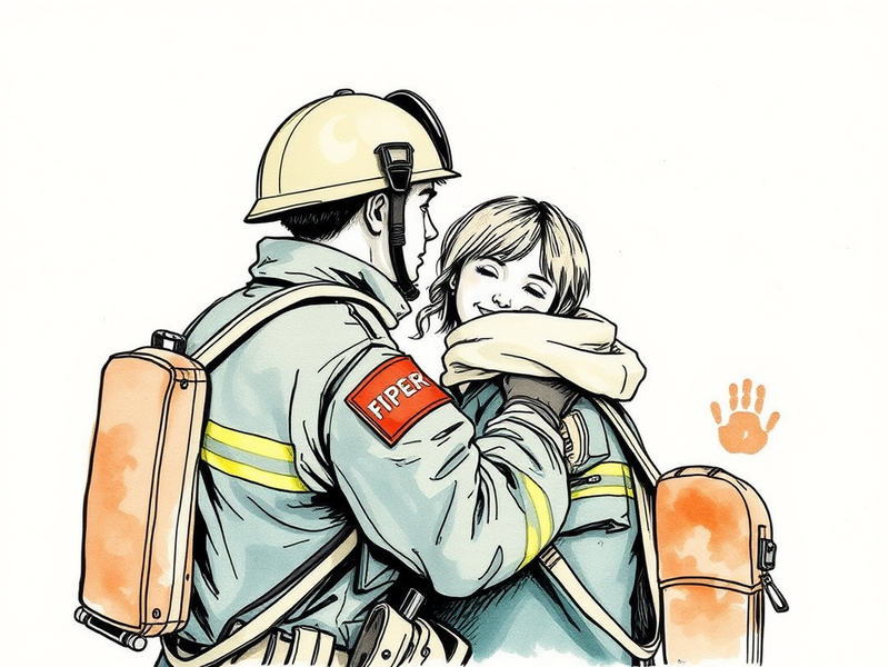 Two first responders offering comfort and support to each other.